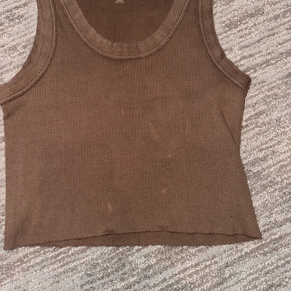 Brown Ribbed Tank Top Brandy Melville - Picture 3 of 5